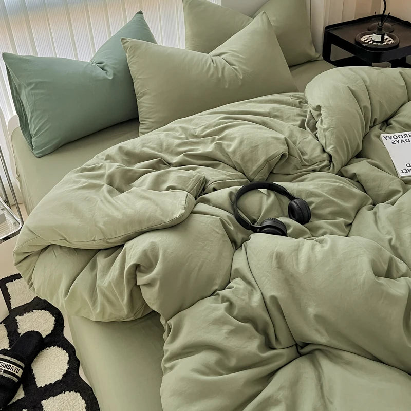 Minimalist Home Solid Color Bedding Set 3Pcs, 1 Duvet Cover, 2 Pillowcases, Super Soft Breathable, Machine Washable, Non-Fading