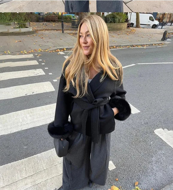 New Autumn And Winter Fashion Casual Temperament Soft Loose Lapel Solid Color Woolen Coat