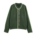 Autumn New Women's Clothing Casual Temperament Simple Long-sleeved Trimmed Knitted Cardigan Sweater Jacket