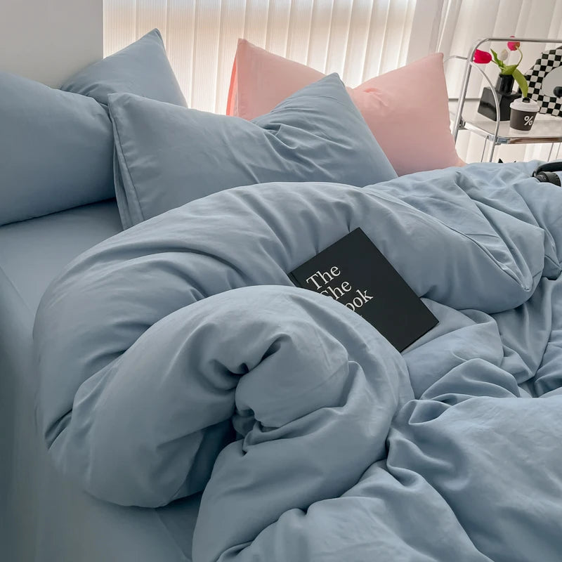 Minimalist Home Solid Color Bedding Set 3Pcs, 1 Duvet Cover, 2 Pillowcases, Super Soft Breathable, Machine Washable, Non-Fading