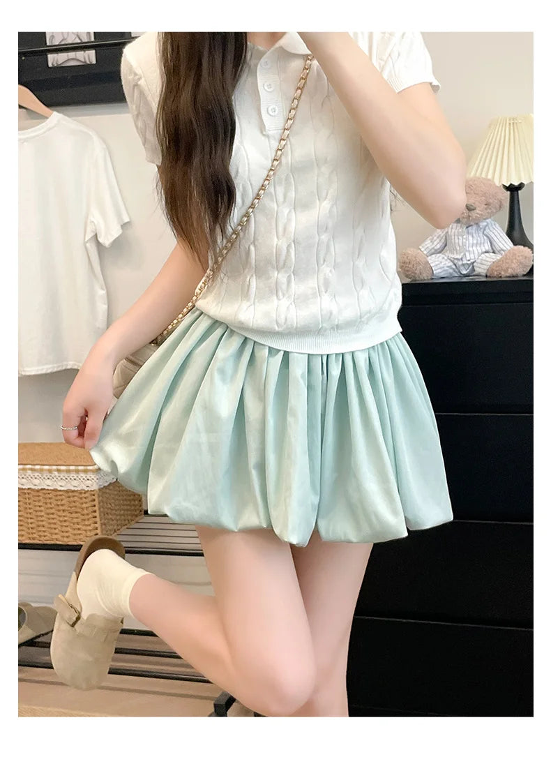 Red Petal Hem Bloom Skirt Women Summer Lightweight High Waist Flattering Fit Anti-Slip Lining Petite A-Line Mini Flowy Skirt