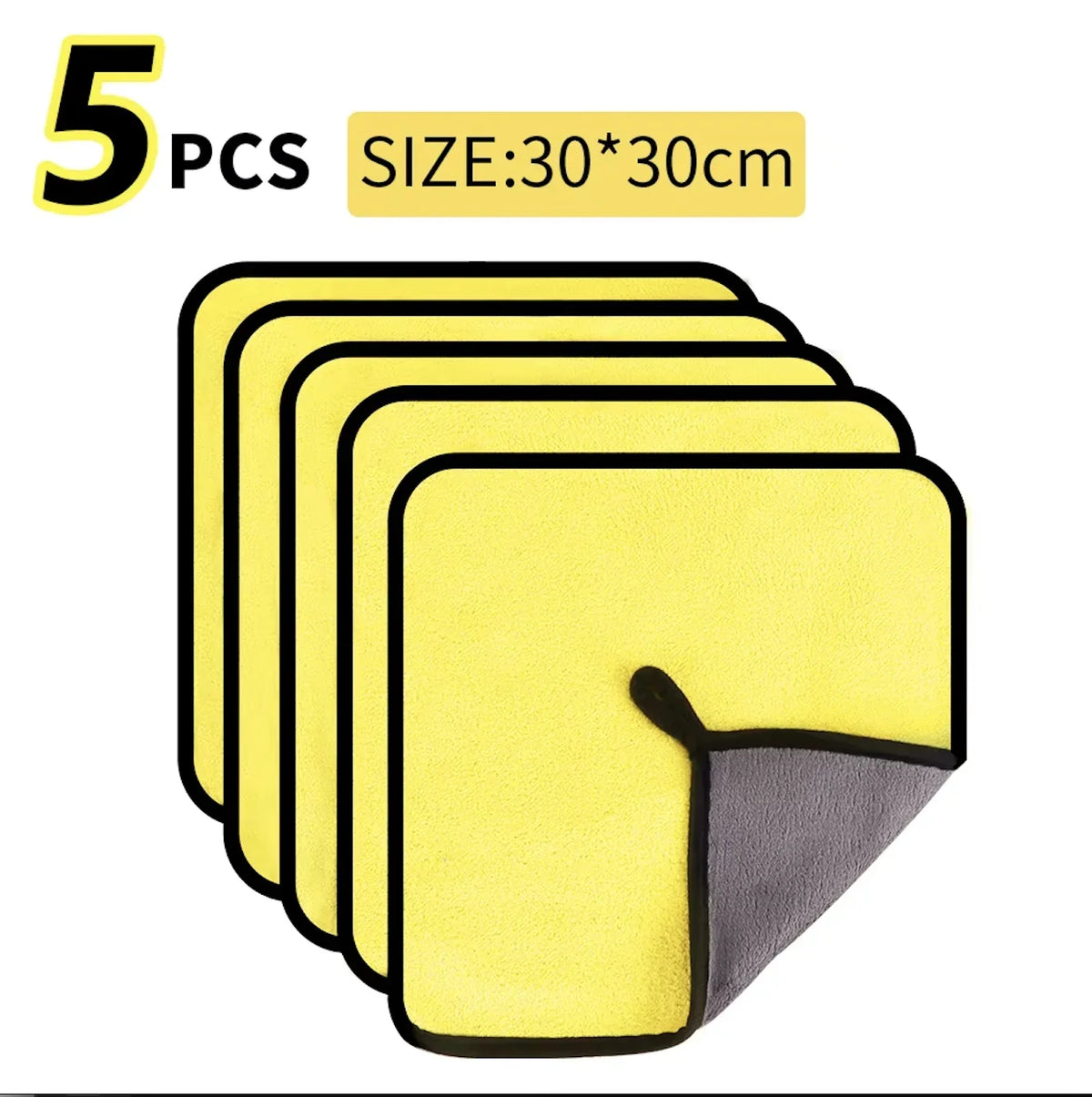 3/5/10Pcs Microfiber Car Wash Towels 30*30CM/30*60cm Double Sided Car Cleaning Drying Cloth for Car Care Kitchen Use