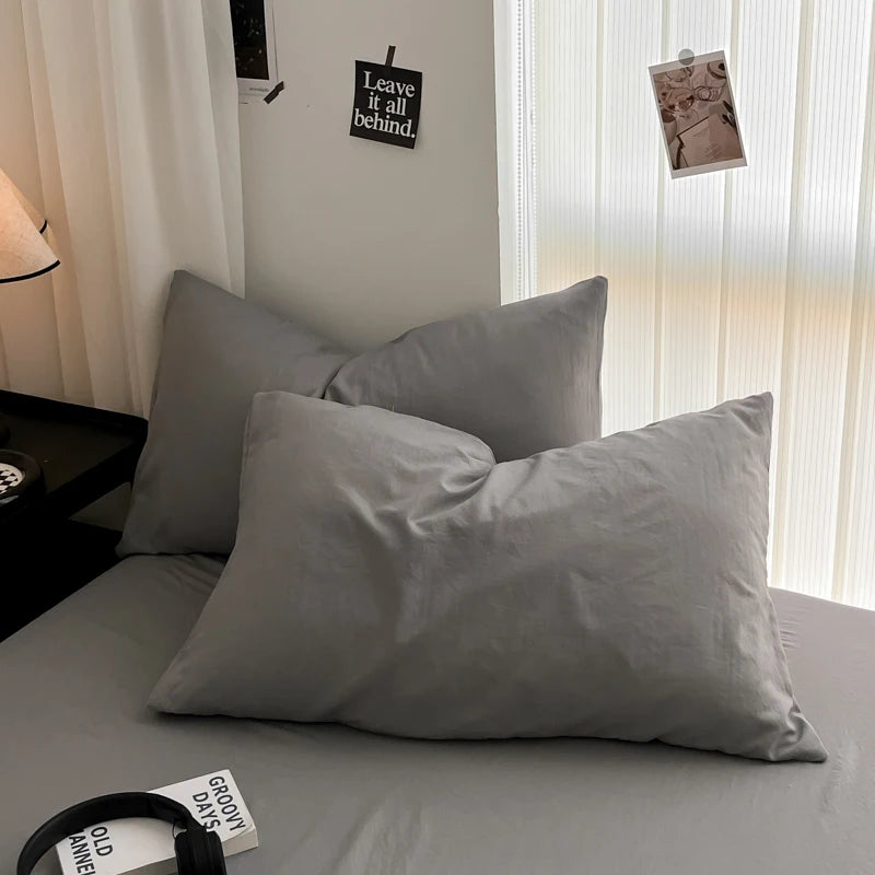 Minimalist Home Solid Color Bedding Set 3Pcs, 1 Duvet Cover, 2 Pillowcases, Super Soft Breathable, Machine Washable, Non-Fading