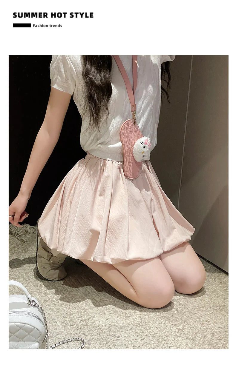 Red Petal Hem Bloom Skirt Women Summer Lightweight High Waist Flattering Fit Anti-Slip Lining Petite A-Line Mini Flowy Skirt