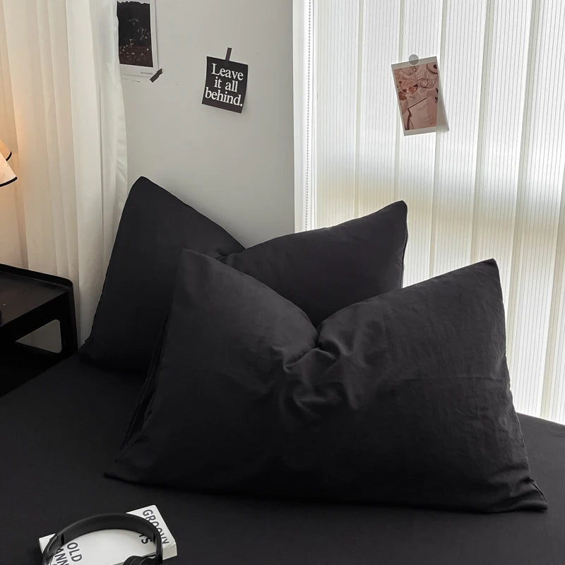 Minimalist Home Solid Color Bedding Set 3Pcs, 1 Duvet Cover, 2 Pillowcases, Super Soft Breathable, Machine Washable, Non-Fading