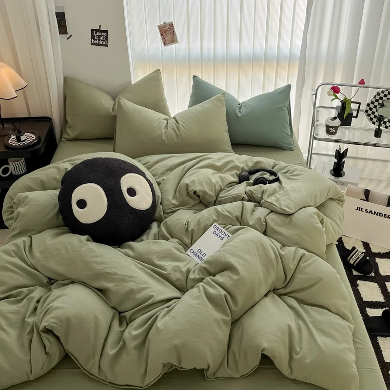 Minimalist Home Solid Color Bedding Set 3Pcs, 1 Duvet Cover, 2 Pillowcases, Super Soft Breathable, Machine Washable, Non-Fading