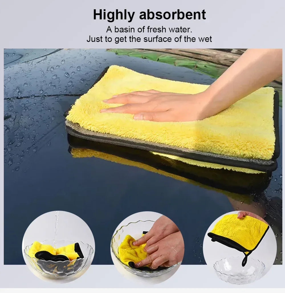 3/5/10Pcs Microfiber Car Wash Towels 30*30CM/30*60cm Double Sided Car Cleaning Drying Cloth for Car Care Kitchen Use