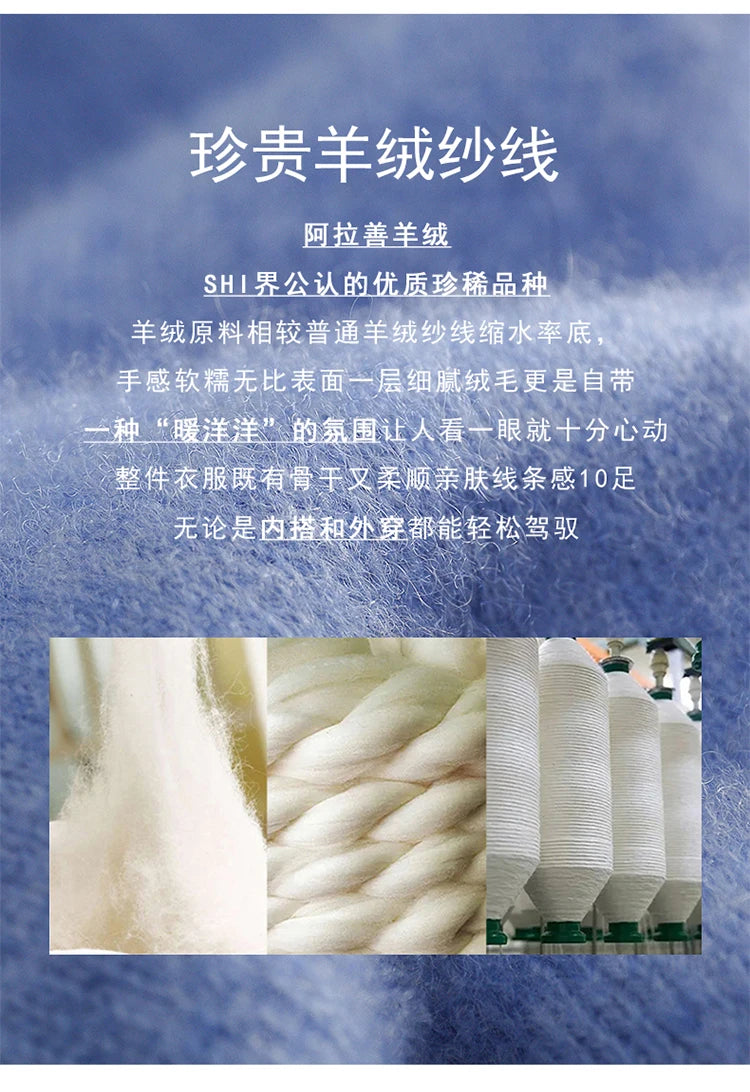 Autumn/Winter New Men's 100% Cashmere Pullover Business Casual Solid Knitted Sweater Loose V-neck Tops Basic Thick Warm Jumper