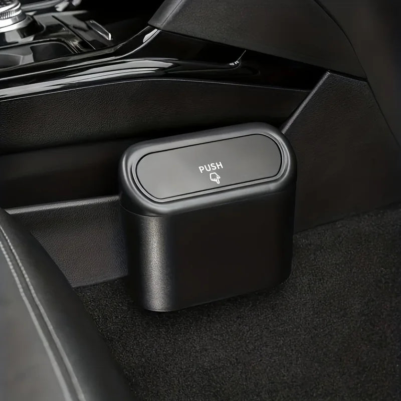 Car Trash Bin Hanging Vehicle Garbage Dust Case Storage Box Plastic Pressing Square Trash Can Type Auto Car Supplies