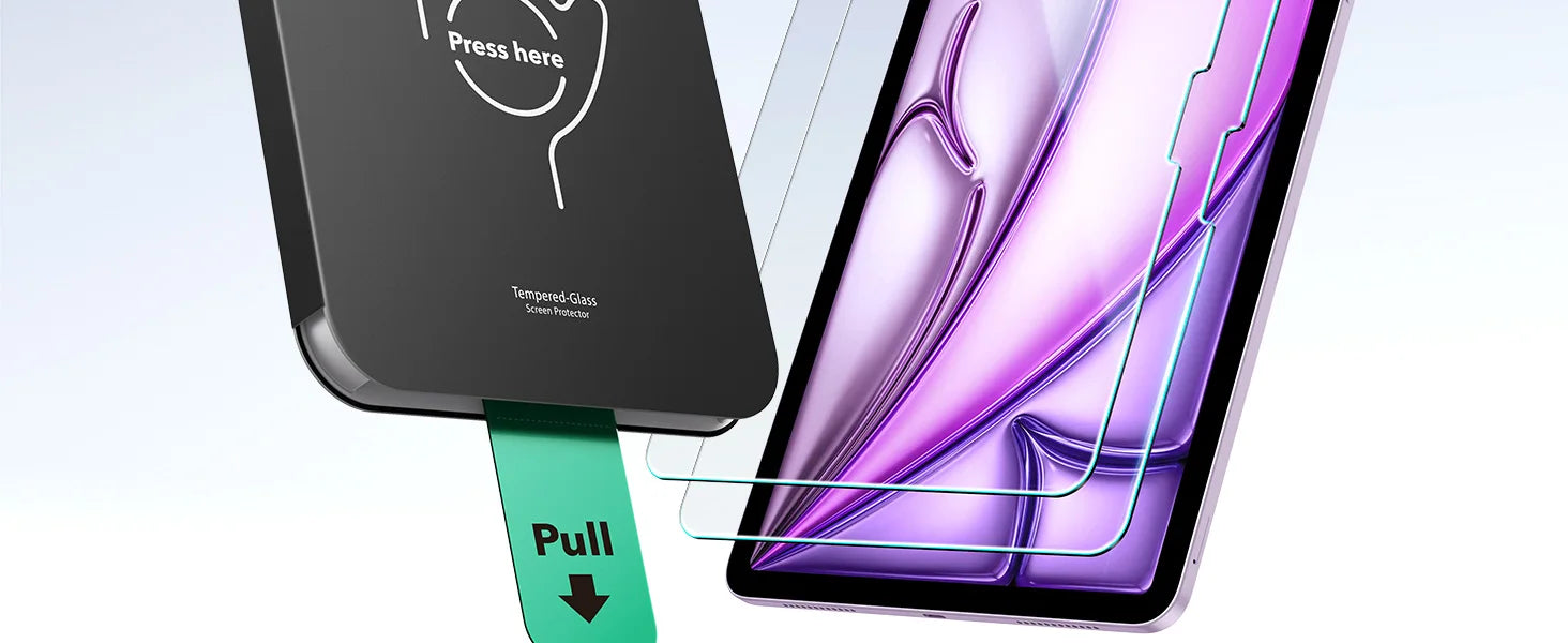 ESR 2 Pack Screen Protector for iPad Pro 11/13 inch 9H Hardness Tempered Glass Film for iPad Air 13/11&Pro 12.9/11&A16&iPad Mini