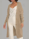 Autumn Winter Woman's Long Knitted Casual Coat Fashion Long Sleeves with Pocket Cardigan Sweater Ladies Comfort Warm Clothing