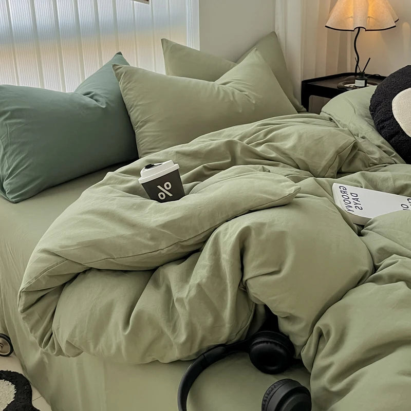 Minimalist Home Solid Color Bedding Set 3Pcs, 1 Duvet Cover, 2 Pillowcases, Super Soft Breathable, Machine Washable, Non-Fading