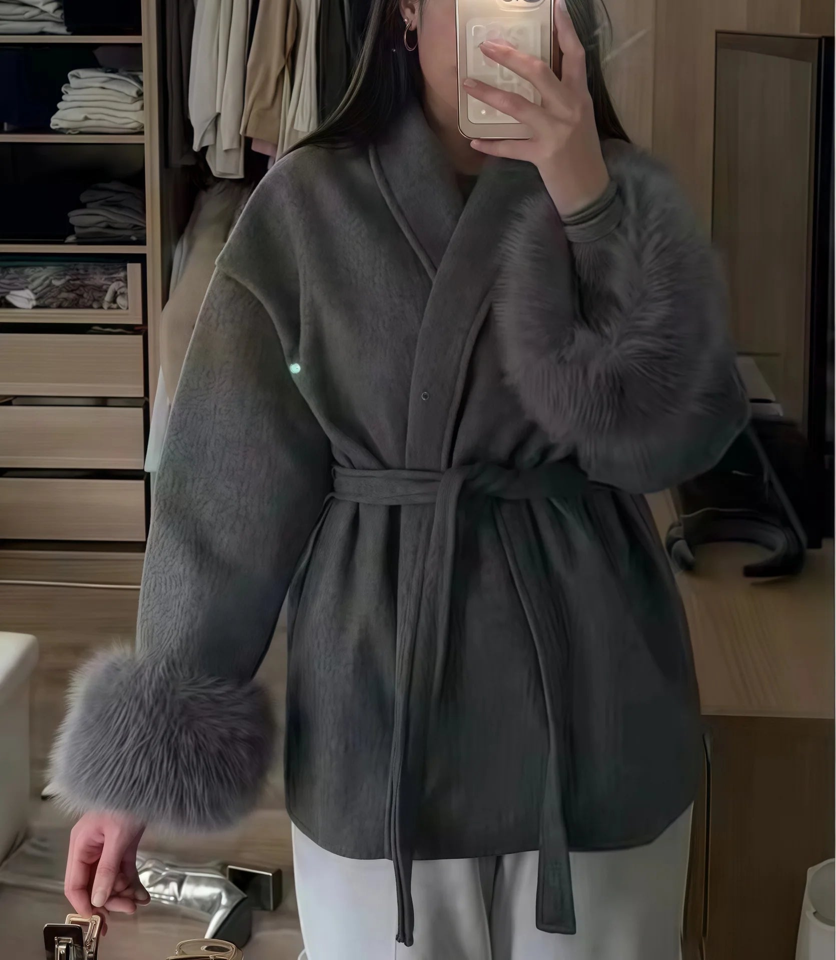 New Autumn And Winter Fashion Casual Temperament Soft Loose Lapel Solid Color Woolen Coat
