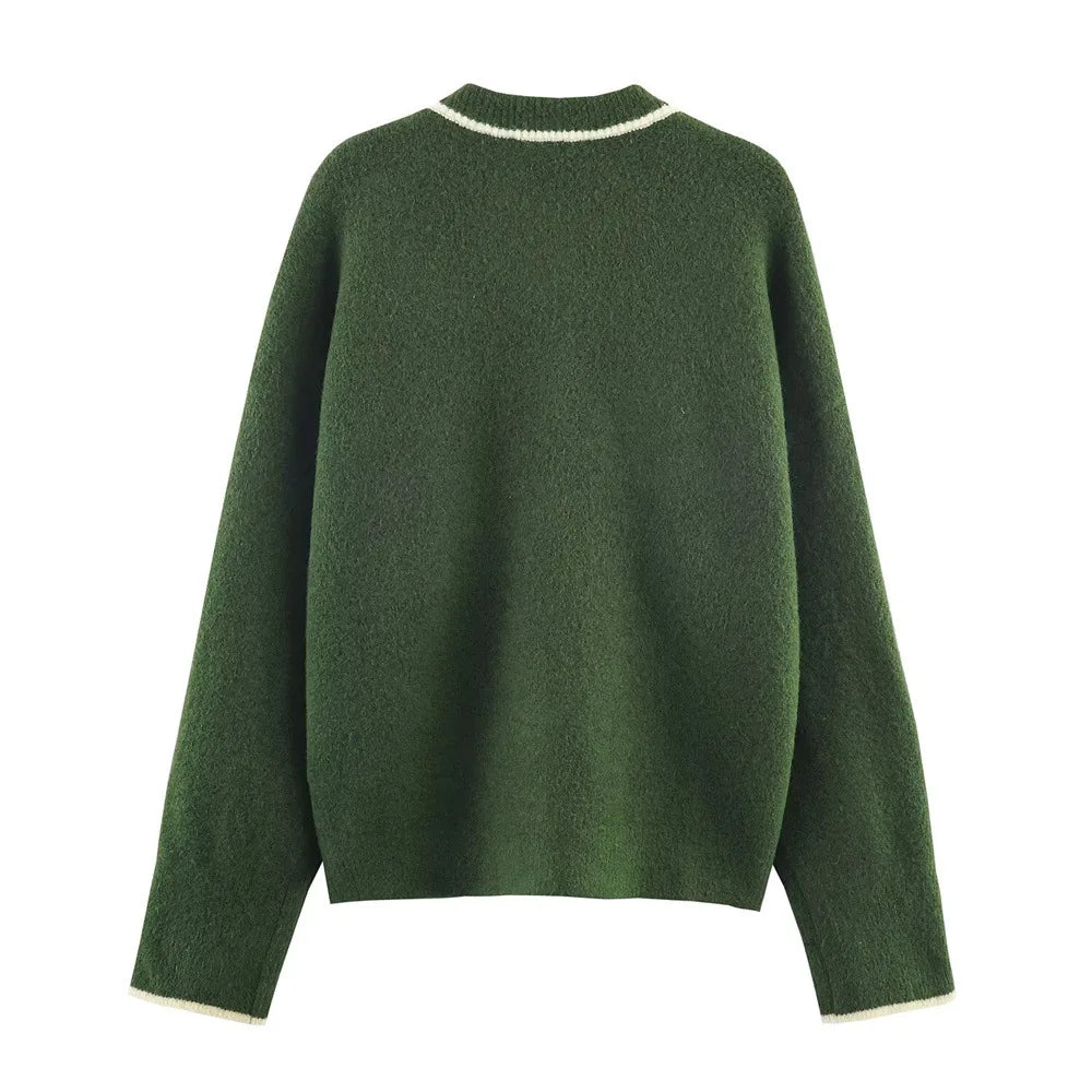Autumn New Women's Clothing Casual Temperament Simple Long-sleeved Trimmed Knitted Cardigan Sweater Jacket