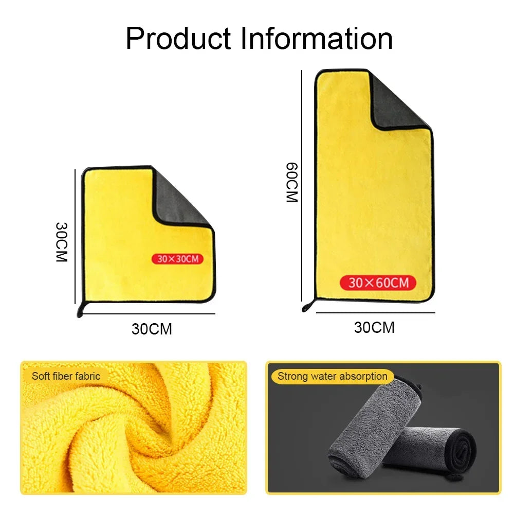 3/5/10Pcs Microfiber Car Wash Towels 30*30CM/30*60cm Double Sided Car Cleaning Drying Cloth for Car Care Kitchen Use