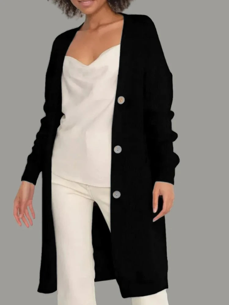 Autumn Winter Woman's Long Knitted Casual Coat Fashion Long Sleeves with Pocket Cardigan Sweater Ladies Comfort Warm Clothing