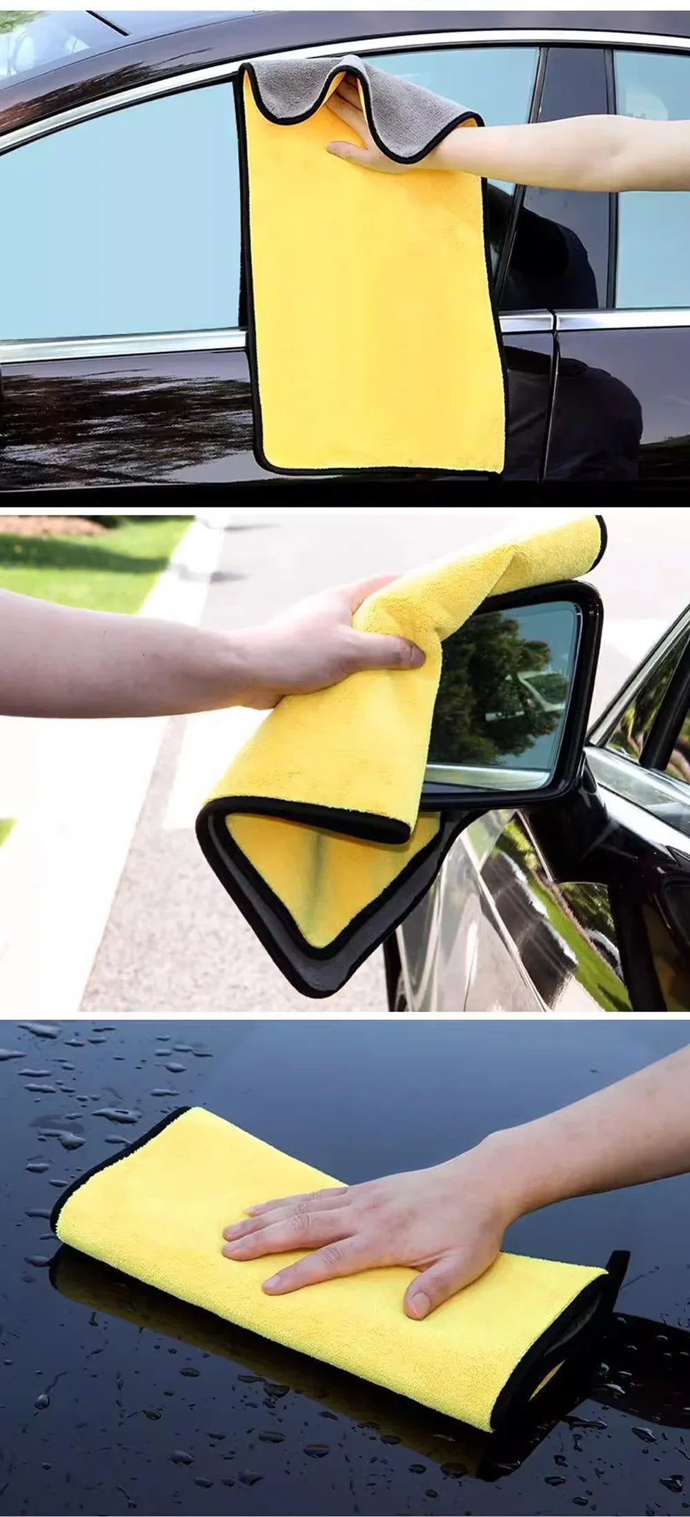 3/5/10Pcs Microfiber Car Wash Towels 30*30CM/30*60cm Double Sided Car Cleaning Drying Cloth for Car Care Kitchen Use