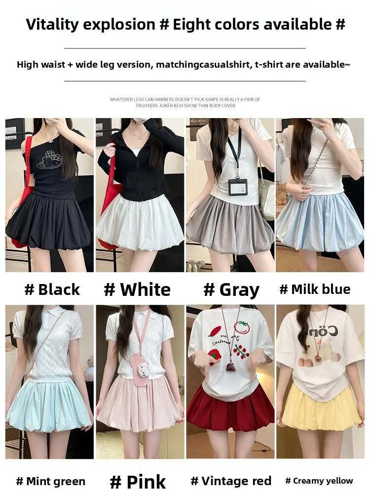 Red Petal Hem Bloom Skirt Women Summer Lightweight High Waist Flattering Fit Anti-Slip Lining Petite A-Line Mini Flowy Skirt