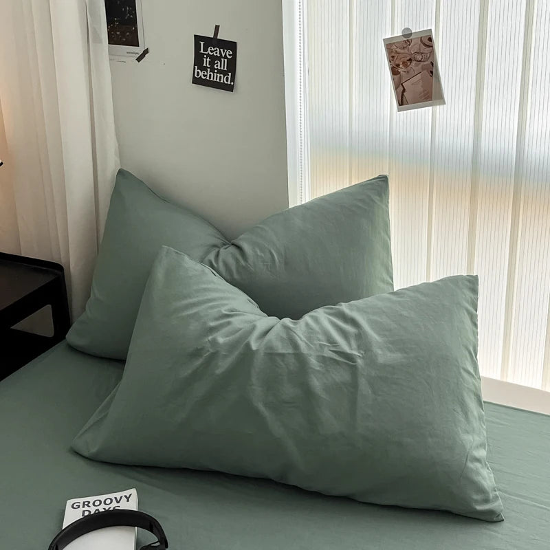 Minimalist Home Solid Color Bedding Set 3Pcs, 1 Duvet Cover, 2 Pillowcases, Super Soft Breathable, Machine Washable, Non-Fading