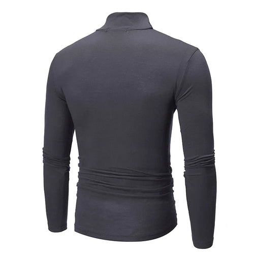 Autumn  Winter Men's High Neck T-shirt Slim Fit Fashion High Elastic Long Sleeve Casual Breathable Apparel Pullover