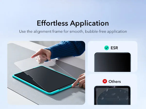 ESR 2 Pack Screen Protector for iPad Pro 11/13 inch 9H Hardness Tempered Glass Film for iPad Air 13/11&Pro 12.9/11&A16&iPad Mini
