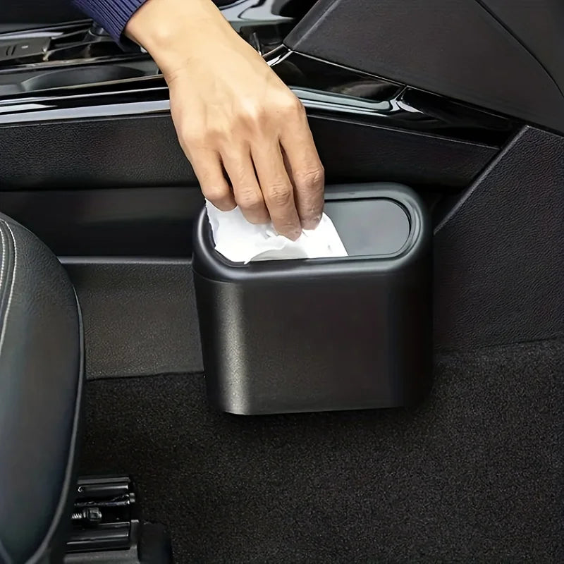 Car Trash Bin Hanging Vehicle Garbage Dust Case Storage Box Plastic Pressing Square Trash Can Type Auto Car Supplies