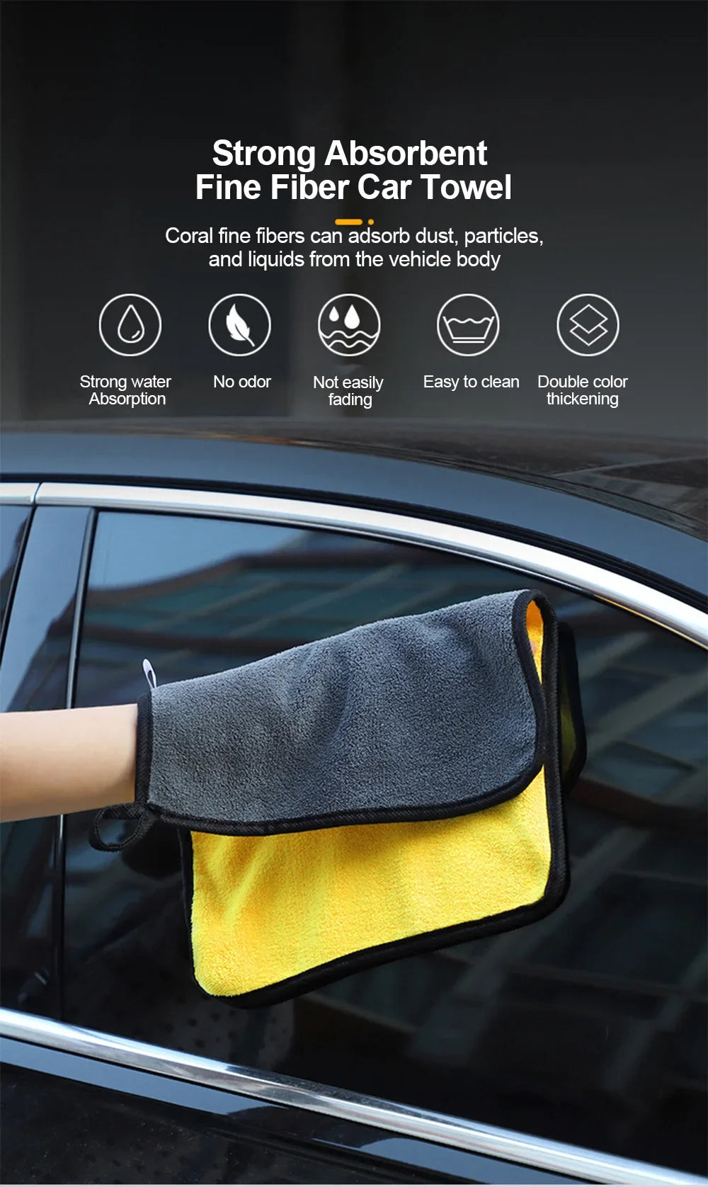 3/5/10Pcs Microfiber Car Wash Towels 30*30CM/30*60cm Double Sided Car Cleaning Drying Cloth for Car Care Kitchen Use