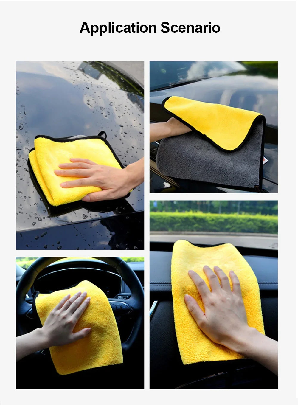 3/5/10Pcs Microfiber Car Wash Towels 30*30CM/30*60cm Double Sided Car Cleaning Drying Cloth for Car Care Kitchen Use