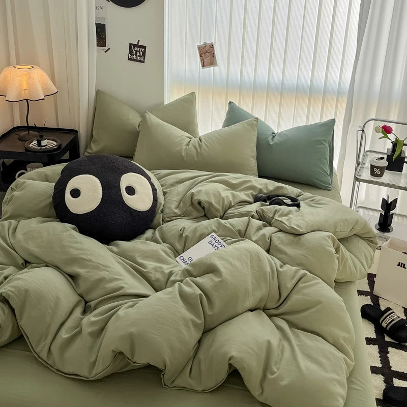 Minimalist Home Solid Color Bedding Set 3Pcs, 1 Duvet Cover, 2 Pillowcases, Super Soft Breathable, Machine Washable, Non-Fading