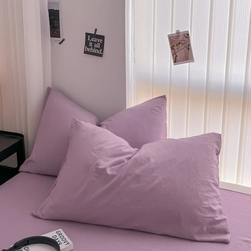 Minimalist Home Solid Color Bedding Set 3Pcs, 1 Duvet Cover, 2 Pillowcases, Super Soft Breathable, Machine Washable, Non-Fading