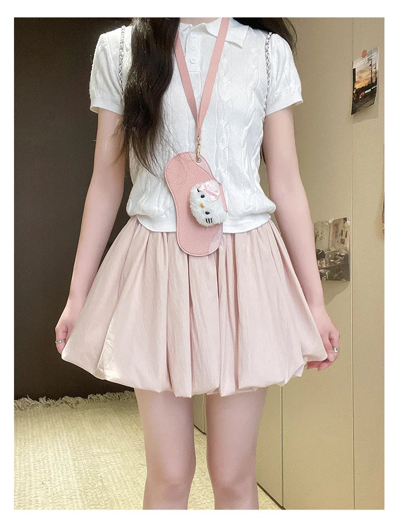 Red Petal Hem Bloom Skirt Women Summer Lightweight High Waist Flattering Fit Anti-Slip Lining Petite A-Line Mini Flowy Skirt