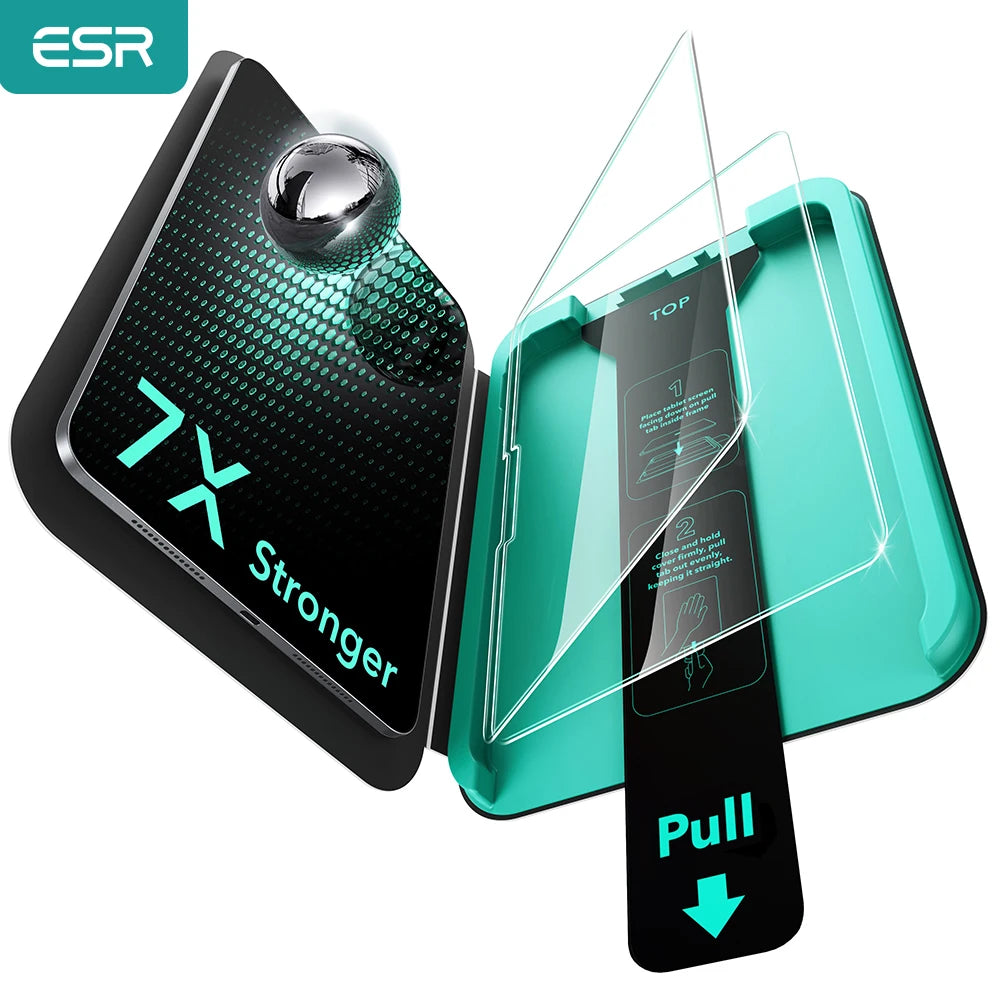 ESR 2 Pack Screen Protector for iPad Pro 11/13 inch 9H Hardness Tempered Glass Film for iPad Air 13/11&Pro 12.9/11&A16&iPad Mini