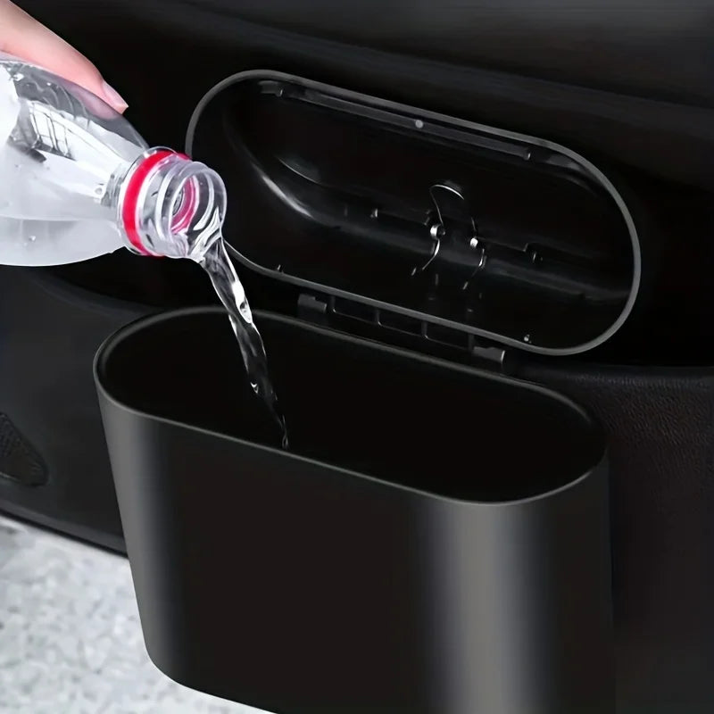 Car Trash Bin Hanging Vehicle Garbage Dust Case Storage Box Plastic Pressing Square Trash Can Type Auto Car Supplies