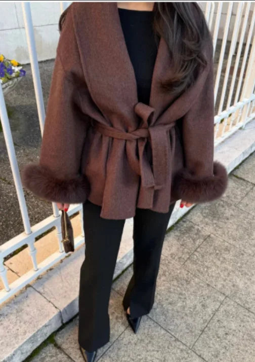 New Autumn And Winter Fashion Casual Temperament Soft Loose Lapel Solid Color Woolen Coat