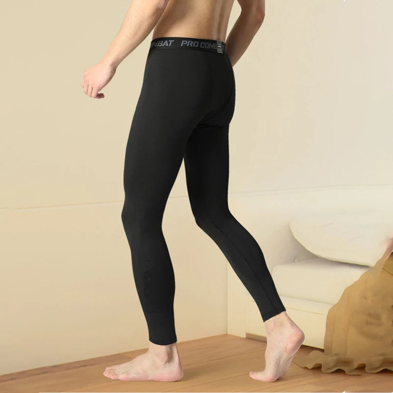Men's Winter Thermal Underwear Fleece Compression Pants Stay Warm and Comfortable During Sports and Running Activities