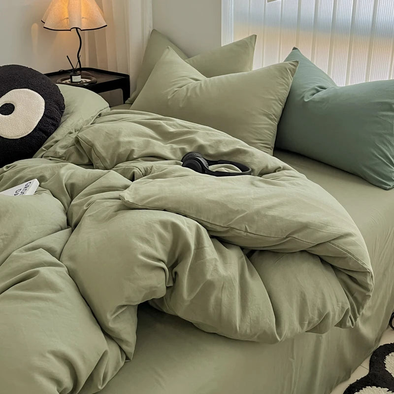 Minimalist Home Solid Color Bedding Set 3Pcs, 1 Duvet Cover, 2 Pillowcases, Super Soft Breathable, Machine Washable, Non-Fading