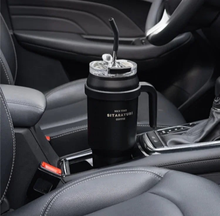 SITARAYURI 50OZ Insulation Cup Large Capacity Stainless Steel Thermos Bottle with Handle ＆ Straw Ice Tumbler Car Cup Travel