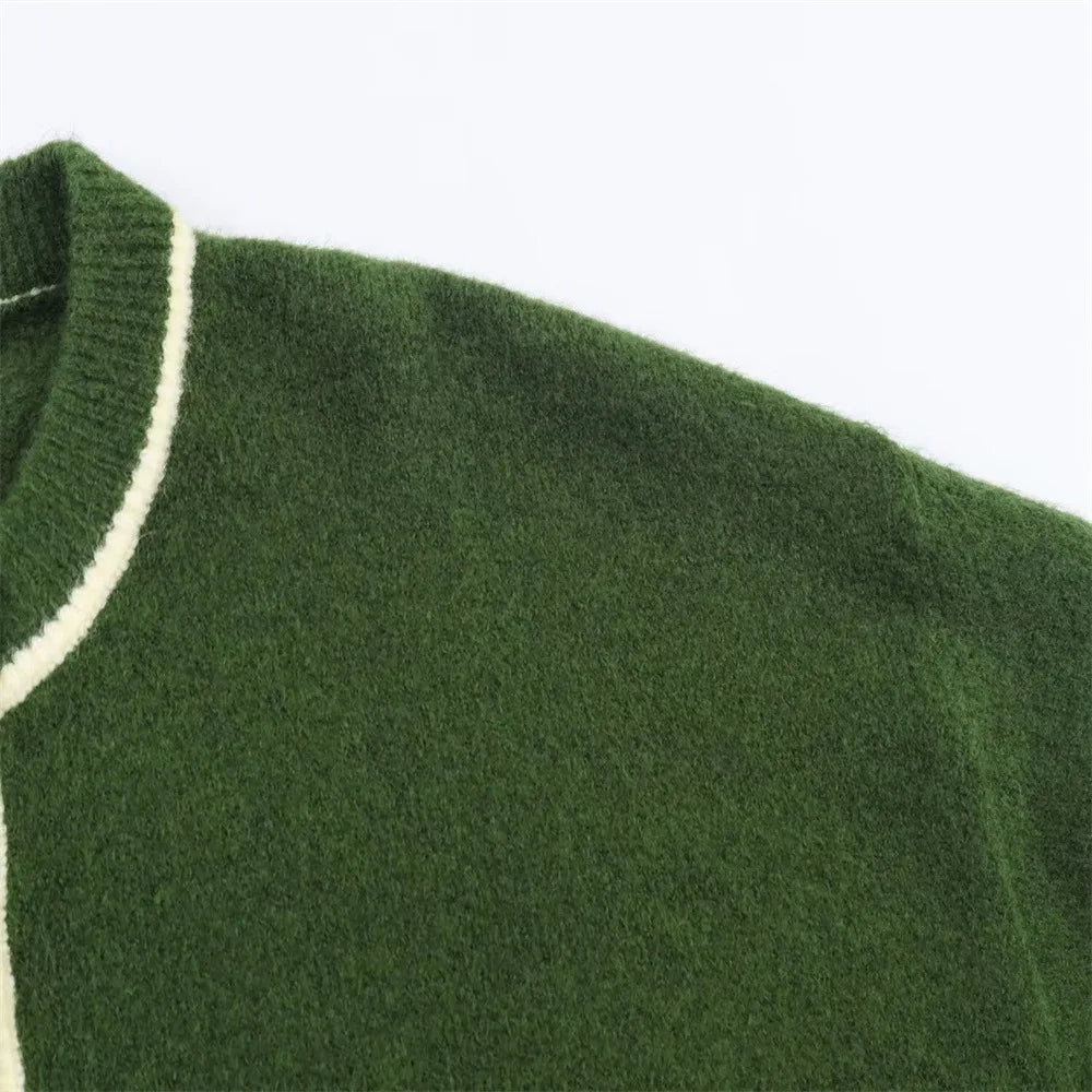 Autumn New Women's Clothing Casual Temperament Simple Long-sleeved Trimmed Knitted Cardigan Sweater Jacket