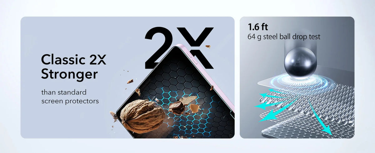 ESR 2 Pack Screen Protector for iPad Pro 11/13 inch 9H Hardness Tempered Glass Film for iPad Air 13/11&Pro 12.9/11&A16&iPad Mini