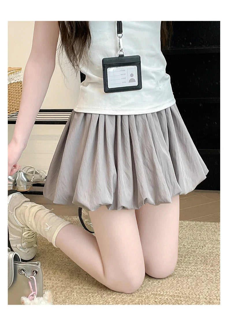 Red Petal Hem Bloom Skirt Women Summer Lightweight High Waist Flattering Fit Anti-Slip Lining Petite A-Line Mini Flowy Skirt