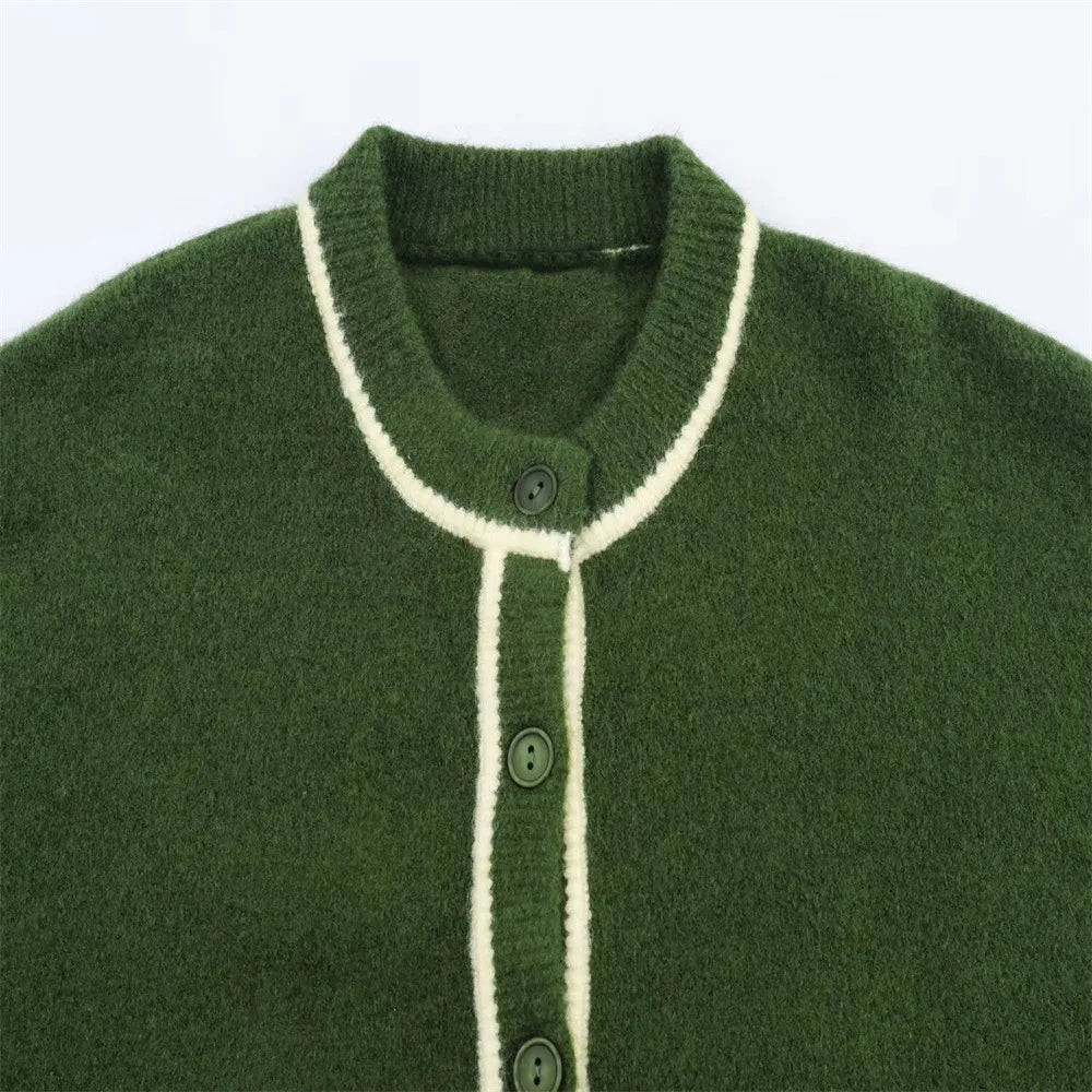 Autumn New Women's Clothing Casual Temperament Simple Long-sleeved Trimmed Knitted Cardigan Sweater Jacket