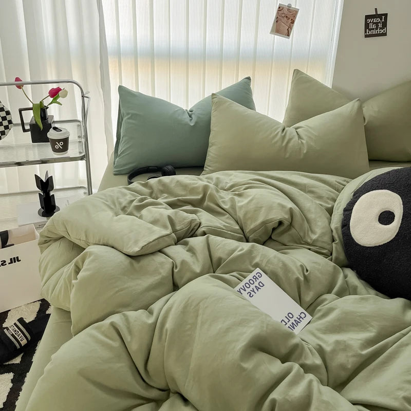 Minimalist Home Solid Color Bedding Set 3Pcs, 1 Duvet Cover, 2 Pillowcases, Super Soft Breathable, Machine Washable, Non-Fading