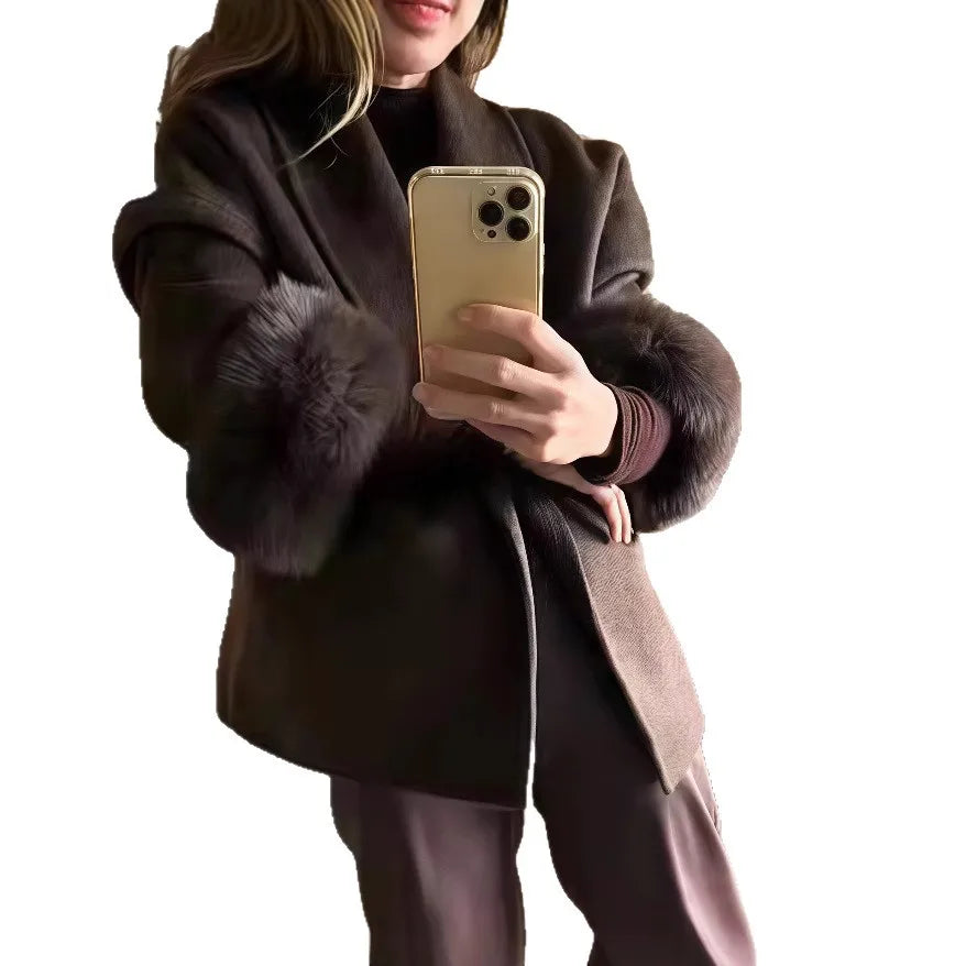 New Autumn And Winter Fashion Casual Temperament Soft Loose Lapel Solid Color Woolen Coat
