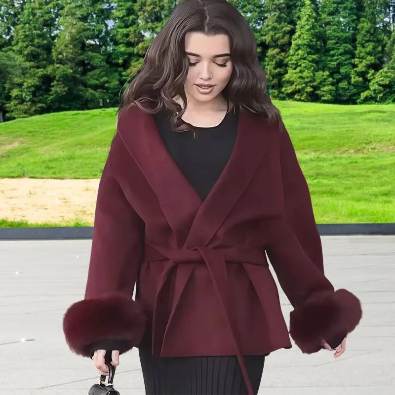 New Autumn And Winter Fashion Casual Temperament Soft Loose Lapel Solid Color Woolen Coat