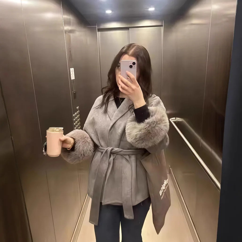 New Autumn And Winter Fashion Casual Temperament Soft Loose Lapel Solid Color Woolen Coat