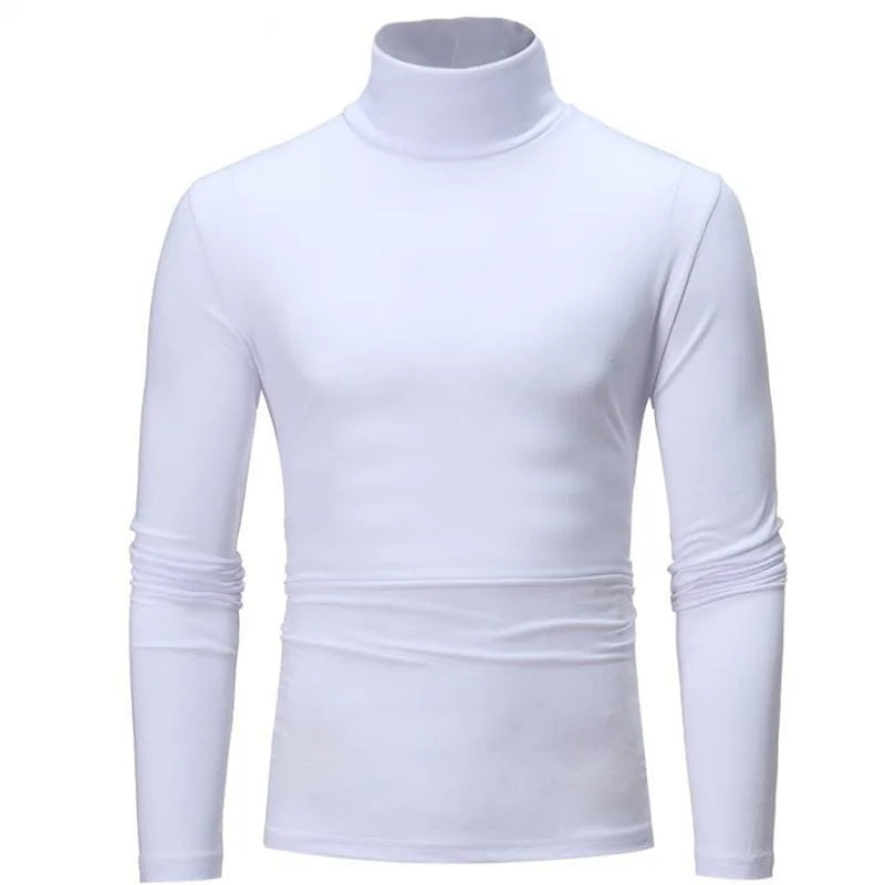 Autumn  Winter Men's High Neck T-shirt Slim Fit Fashion High Elastic Long Sleeve Casual Breathable Apparel Pullover
