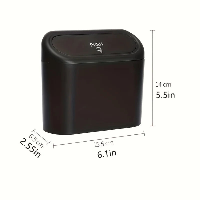 Car Trash Bin Hanging Vehicle Garbage Dust Case Storage Box Plastic Pressing Square Trash Can Type Auto Car Supplies