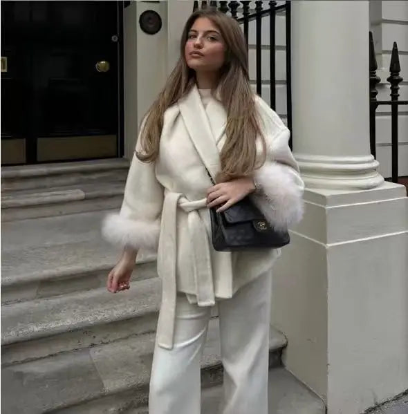 New Autumn And Winter Fashion Casual Temperament Soft Loose Lapel Solid Color Woolen Coat