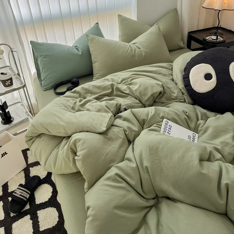Minimalist Home Solid Color Bedding Set 3Pcs, 1 Duvet Cover, 2 Pillowcases, Super Soft Breathable, Machine Washable, Non-Fading