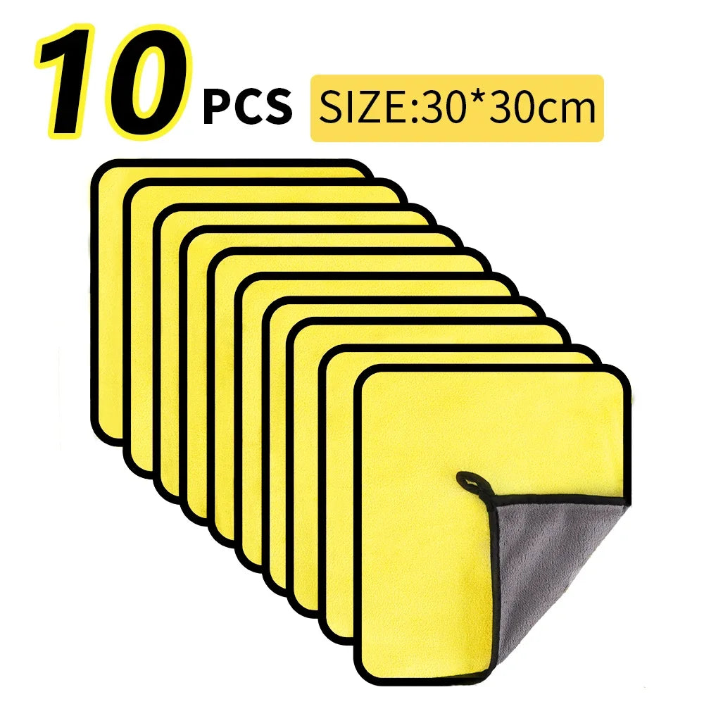 3/5/10Pcs Microfiber Car Wash Towels 30*30CM/30*60cm Double Sided Car Cleaning Drying Cloth for Car Care Kitchen Use
